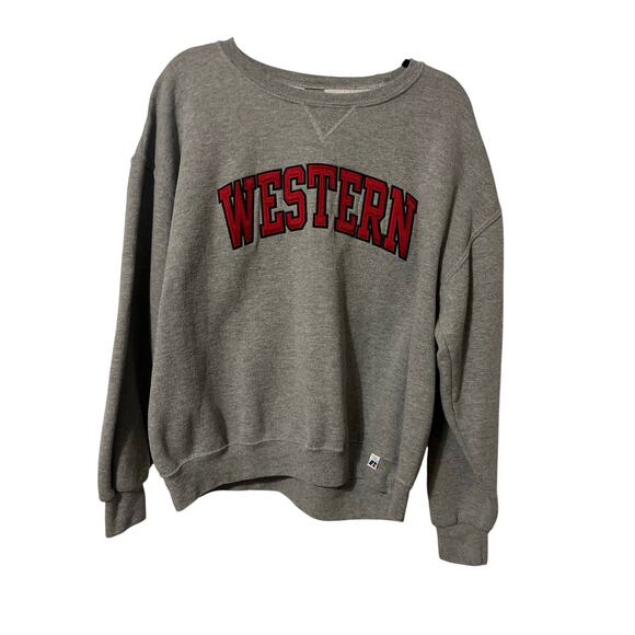 Vintage Western University Stitched Gray Red Sweatshirt Size L - Picture 2 of 7